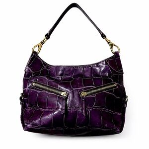 Dooney & Bourke Purple Crocodile Embossed Shoulder Bag